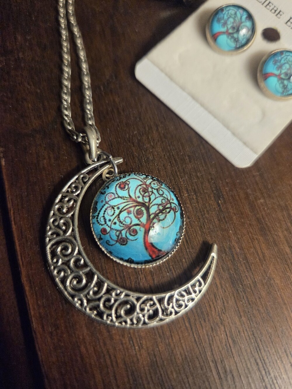 Turquoise Tree of Life Jewelry Set - Necklace, Bracelet & Earrings - Picture 3 of 5